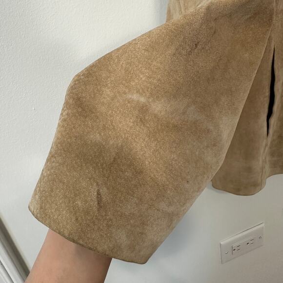 Vintage Suede Leather Blazer Jacket Tan Parisian Signature Large Relaxed 90s - Picture 5 of 12